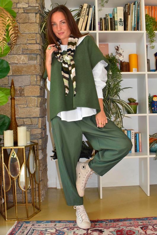 Bengaline Carrot Leg Trouser Heritage Green